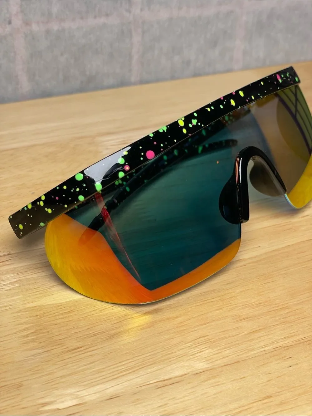 Tipsy Elves Neon Retro Splatter Print Performance Sunglasses - Unisex -80’s Vibe